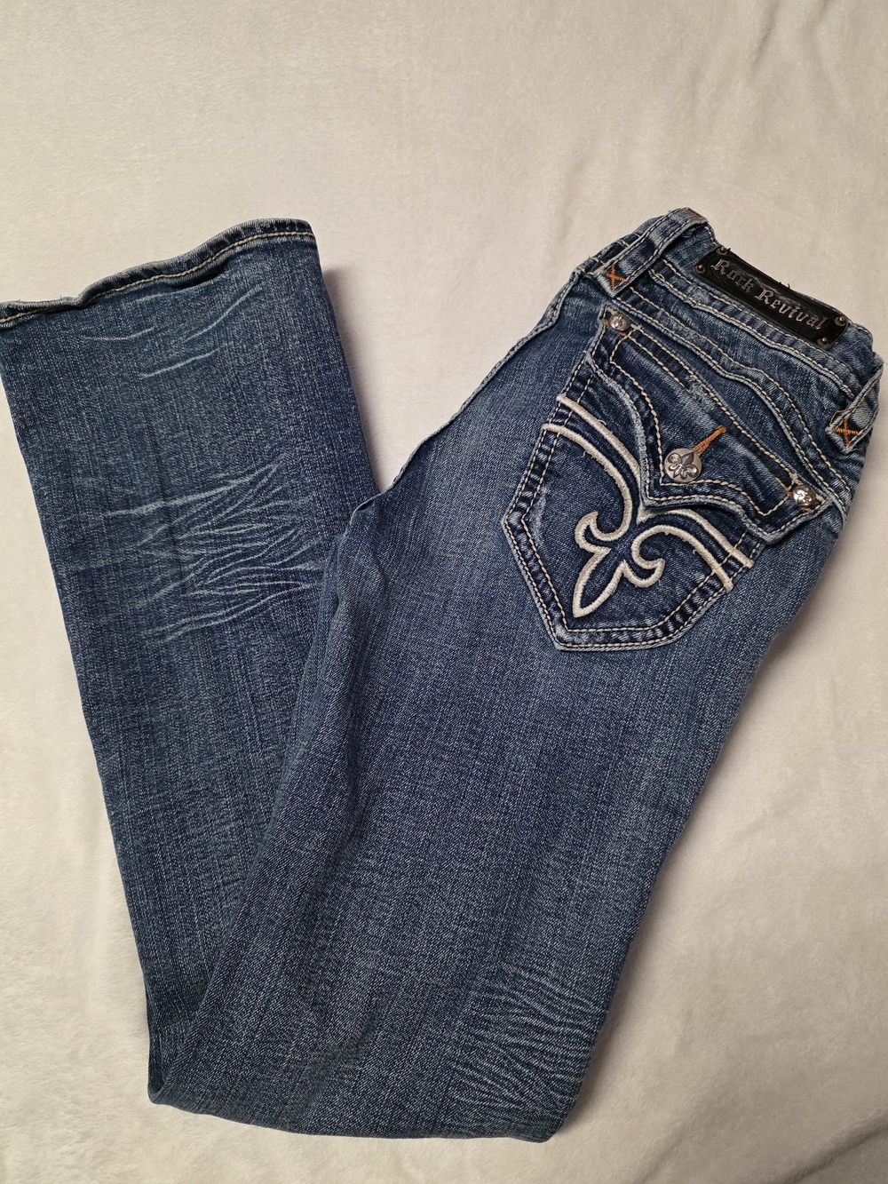 Rock Revival Women's Blue Embroidered Pocket Bootcut Jeans